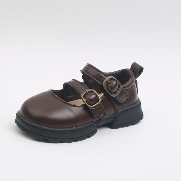 

sneakers girls princess shoes autumn leather college style single british peas casual flats breathable fashion 221205, Black;red