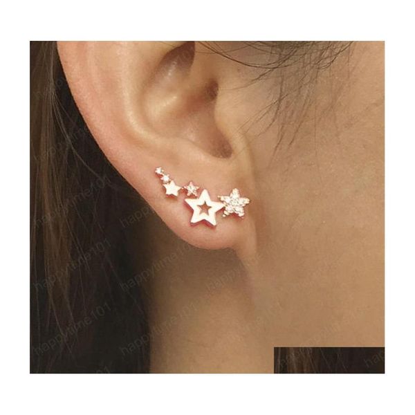 

stud simple stylish star women stud earrings shiny white zircon exquisite versatile female earring fashion jewelry drop delivery dhy5m, Golden;silver