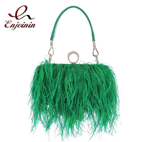 

evening bags luxury ostrich feather party clutch women wedding purses and handbags small shoulder chain designer 16 color 221205