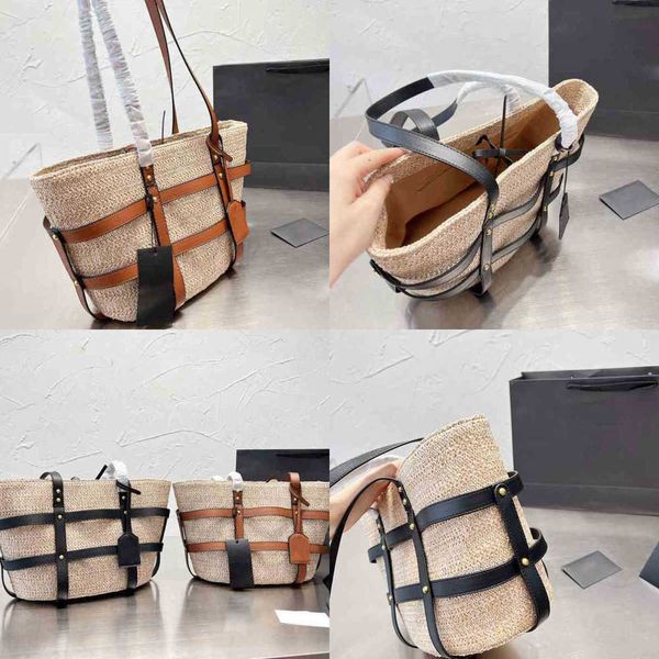 

new evening bags totes shoulder stripes hollow out summer travel hand luxur designer straw beach women vegetable basket tote handmade