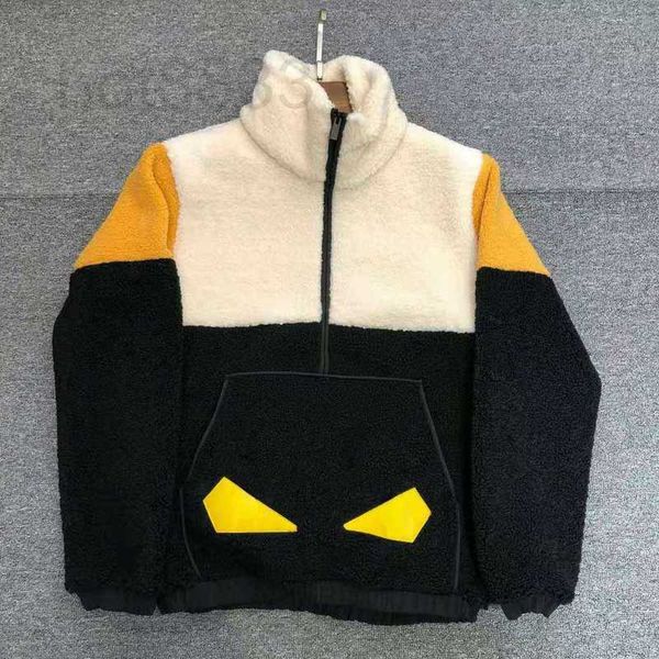 

men's jackets designer winter woolen coat mens zipper jacket wool jackets small monster embroidery pullover coats men women casual wind, Black;brown