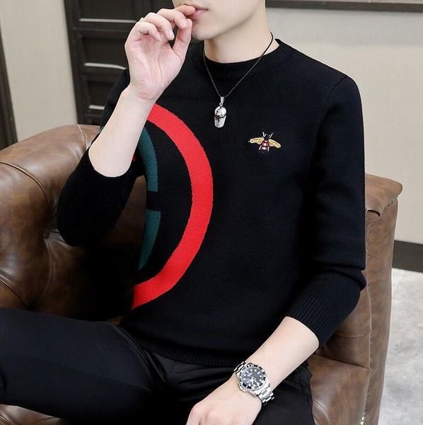 

men's sweater luxury letter knitted oversized pullovers sweaters knit men korean fashion clothing harajuku clothes long sleeve, White;black