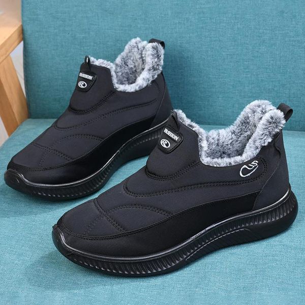 

boots snow men comfortable shoes man lightweight winter for male ankle waterproof work footwear 221205, Black