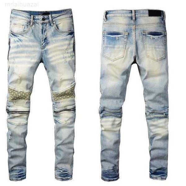 

men's jeans fashion mens cool style luxury designer denim pant distressed ripped biker black blue jean slim fit motorcycle size 28-40jd