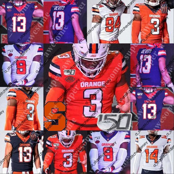 

american college football wear syracuse orange football jersey jake pickard chriser fredrick caleb okechukwu evan foster devon clarke wil fr, Black