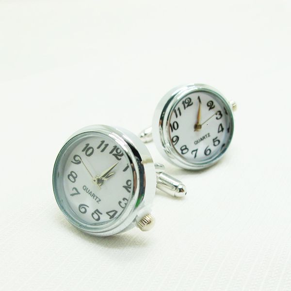 

cuff links watch links real clock links with battery lings machine core mechanical cuffs relojes gemelos 221205, Silver