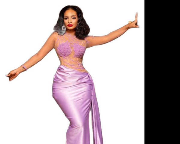 

halter satin mermaid evening dresses 2023 vestidos de noche long lilac prom gowns lace appliques woman robes de soiree, Black;red