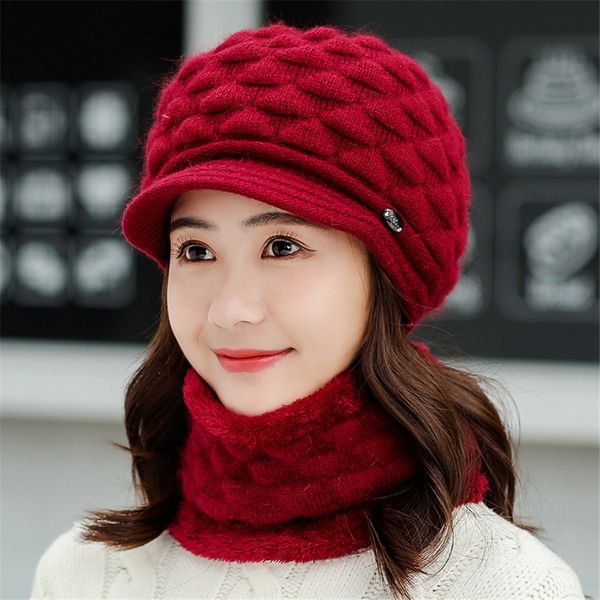 

beanie/skull caps brand autumn winter beanies women warm wool siamese bib hats female rabbit hair windproof velvet cap wholesale 221205, Blue;gray