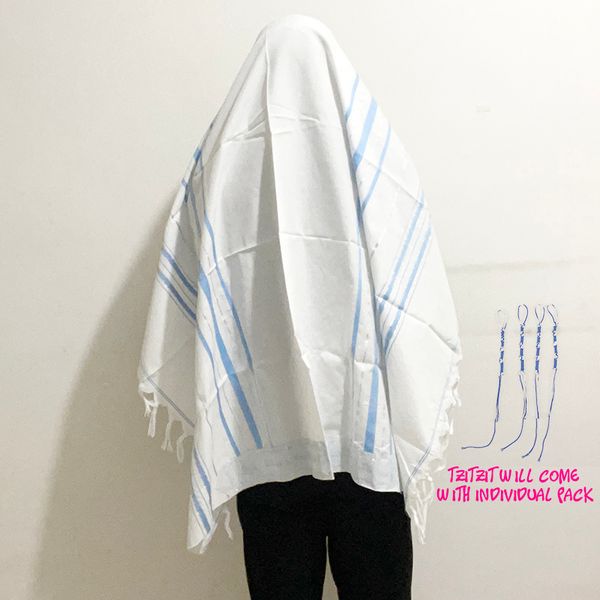 

scarves judaical tallit prayer shawl blacksilver bluesilver 130x100 cm 51"x 39" with bag designed in israel 221205, Blue;gray