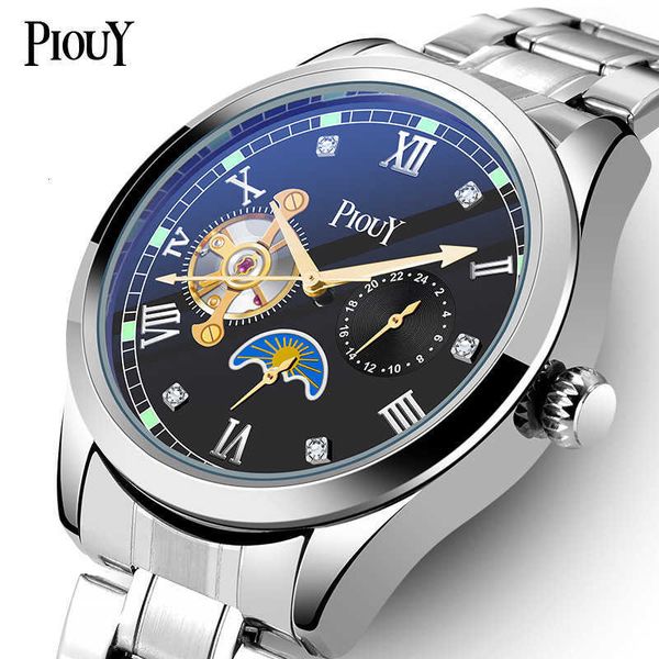 

watch wrist y001 brand watch men's mechanical hollow out waterproof sports student's huaqiangbei, Slivery;brown