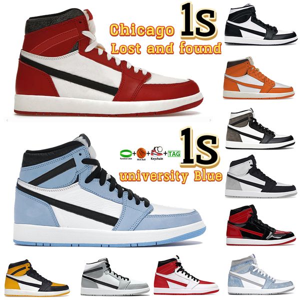 

boot 2023 high shoes 1 high og 1s mens basketball jumpman sneaker lost found gorge green starfish university blue light smoke grey dark moch, Black