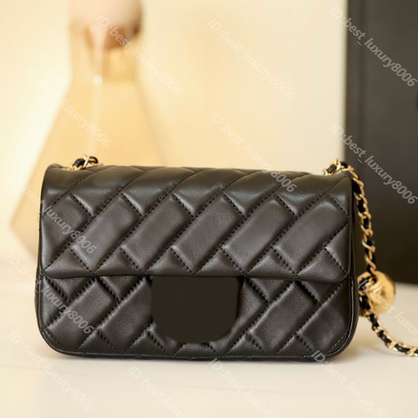 

9a luxury premium classic flap crossbody bag designer small golden ball hardware messenger caviar lambskin shoulder tote bag with box