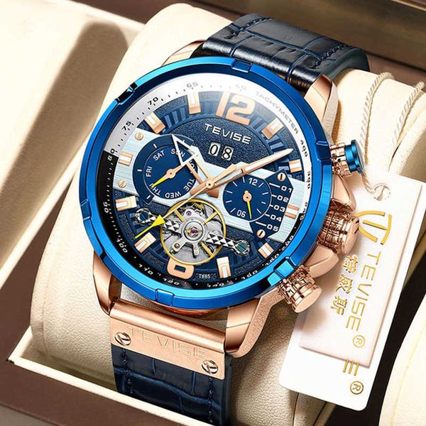 

watch wrist swiss brand men's full-automatic waterproof multi-function mechanical tiktok machinery, Slivery;brown