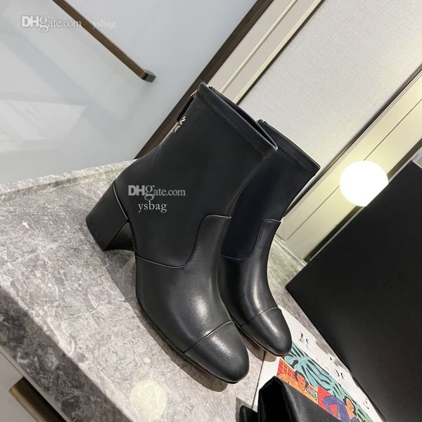 

designer boots fashion leather booties channel women winter ankle boot shoes letters woman dasfvcv, Black