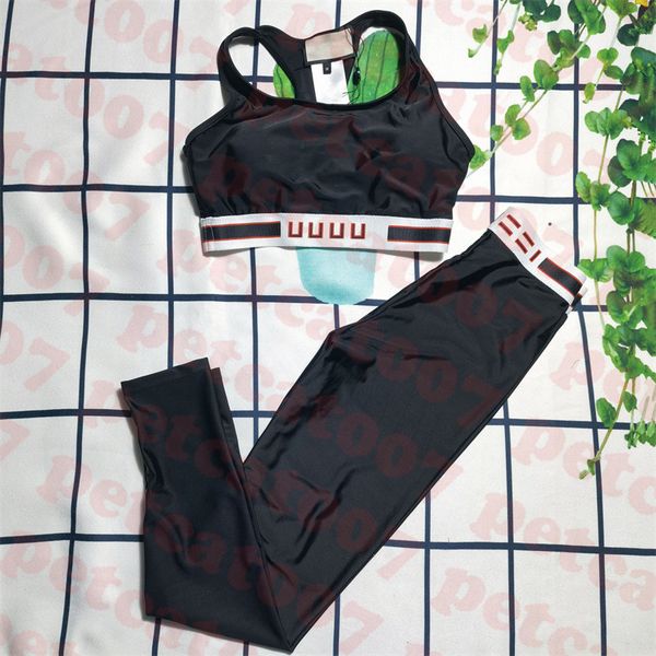 

womens brand yoga clothes red letter swimwear classic ladies tracksuit with padded sports bra trousers two piece