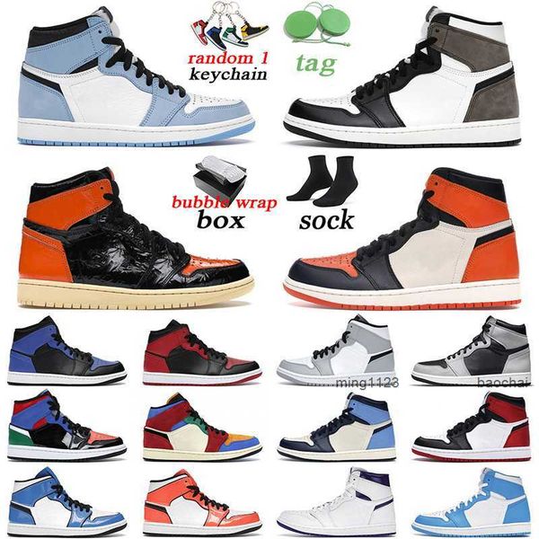 

2023 shoes original basketball shoes jumpman 1 shattered backboard 1s high og university blue dark mocha hyper royal mid purple d560, Black