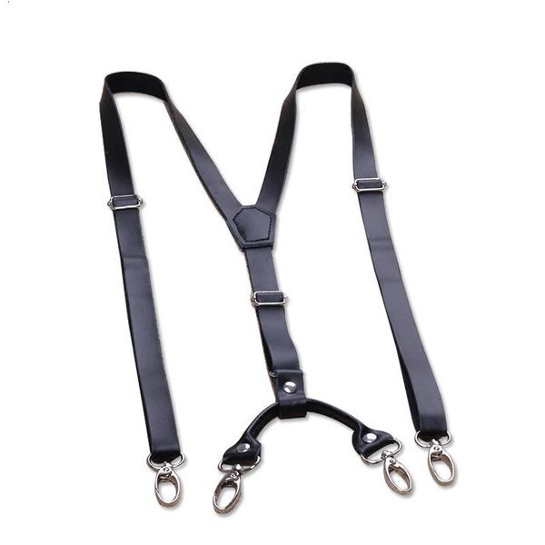 

suspenders 15cm real leather man's suspenders fashion hook buckle braces elastic adjustable suspensorio bretelles tirantes casual trous, Black;white