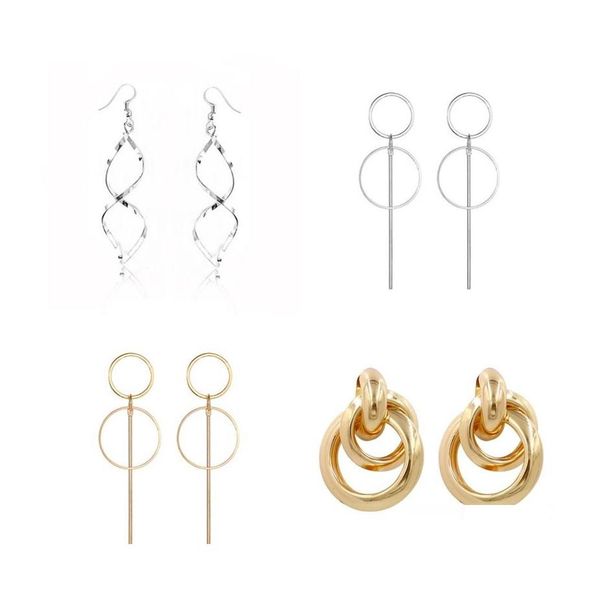 

dangle chandelier twist metal dangle earrings for women hollow geometric statement gold color personality unusual trend brincos 97 dhpba, Silver