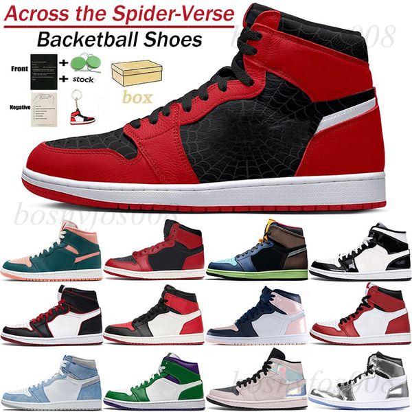 

basketball shoes across the spider-verse jumpman 1 1s men mid banned hyper royal high dark mocha mens women twist trainers off sneakers 36-4