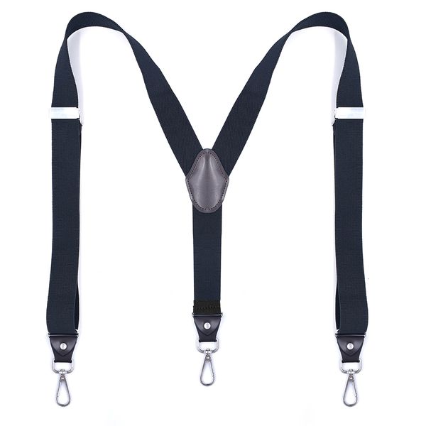 

suspenders heavy duty suspenders with swivel hooks for men work jeans y back big and tall adjustable elastic trouser braces belt loop strap, Black;white