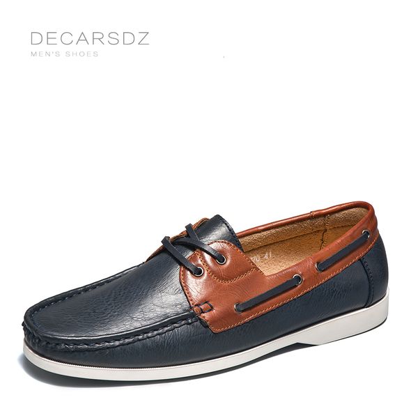

dress shoes decarsdz original design loafers autumn winter fashion comfy slip-on leather boat men casual 221203, Black