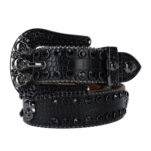 

belt for woman designer simon belt men women shiny diamond waistbands white luxury beaded skull snakeskin handmade personalized punk style d, Black;brown