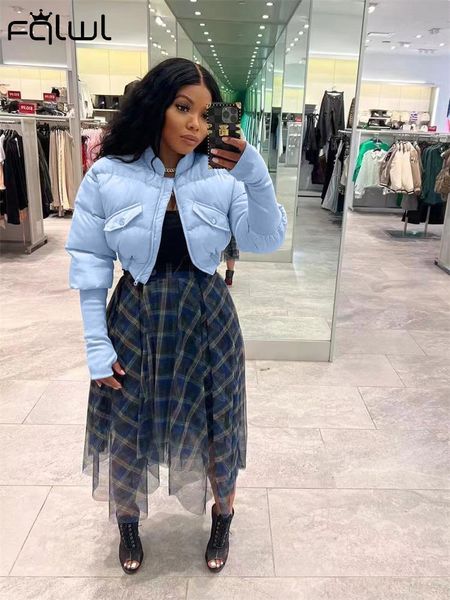 

women s down parkas fqlwl winter streetwear coats puffer jackets for women long sleeve blue jacket crop female bubble orange zipper 221205, Black