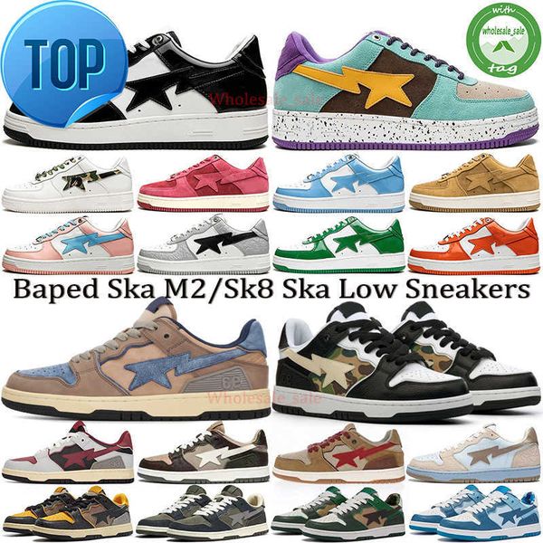 

designer baped casual shoes sk8 sta mens womens low sneakers bapesta og platform m2 black brown beige abc camo pink camouflage grey sports