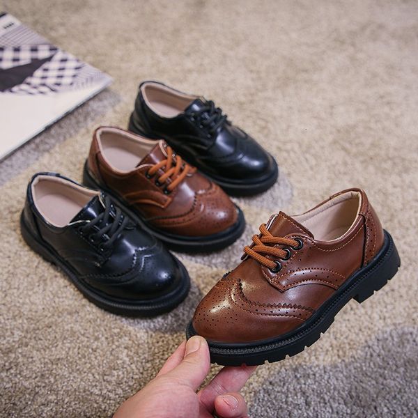 

sneakers children leather shoes for boys girls british style oxds vintage lace up kids flats school party formal wedding 26 36 221205, Black;red