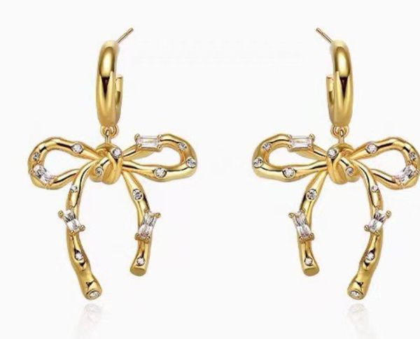 

ins new in luxury fine jewelry earrings for womens pendant k gold heart necklace with engraved beads personalized bow earrings, Golden