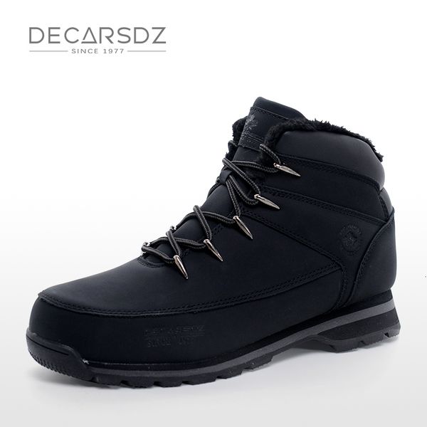 

boots decarsdz men durable outsole outdoor comfy walking shoes short plush warm snow water proof winter 221205, Black