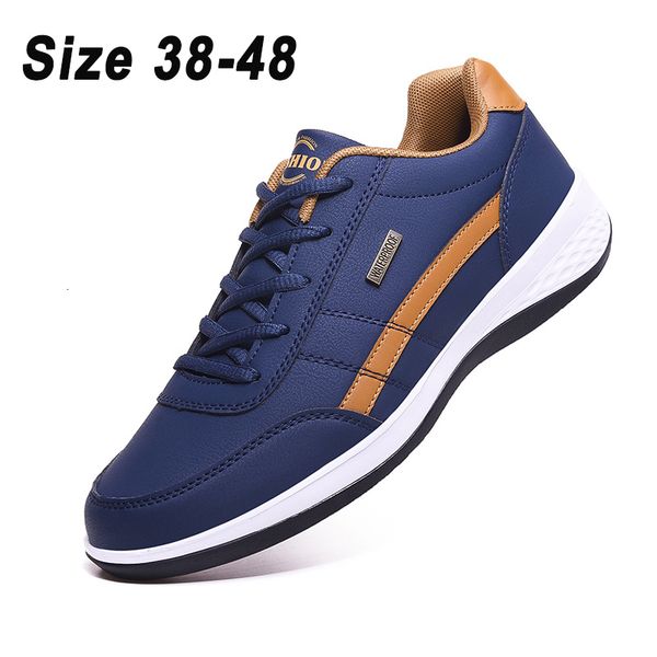 

dress shoes leather men sneakers big size 48 casual italian breathable leisure male non-slip footwear vulcanized 221205, Black