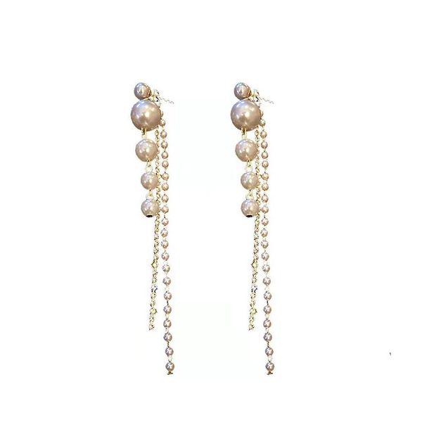 

dangle chandelier trendy simated pearl long tassel dangle earrings for women fashion crystal water drop jewelry gifts 320 d3 delive dhreu, Silver