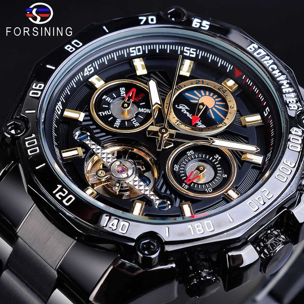 

watch wrist new design men's fashion leisure tourbillon small disk function automatic mechanical watch forsining, Slivery;brown