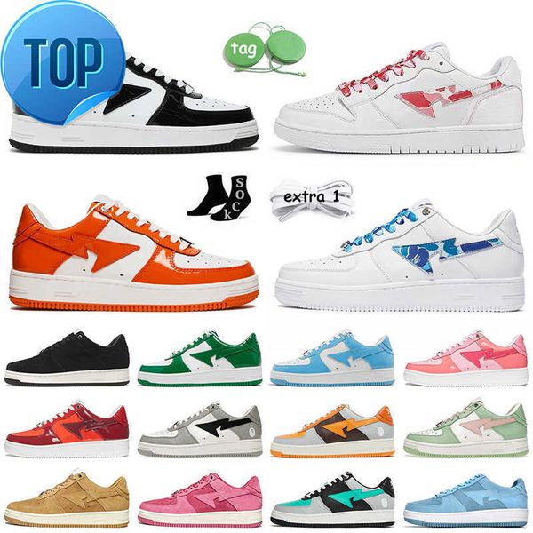 

casual shoes designer sneakers mens trainers patent leather black white abc red blue color camo combo pink grey suede bapestas platform