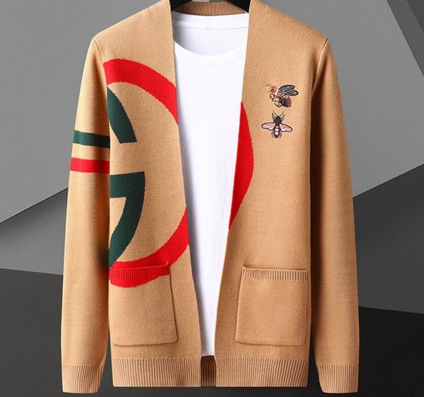

designer brand luxury fashion knitted cardigans sweater men casual trendy coats jacket men clothes, White;black