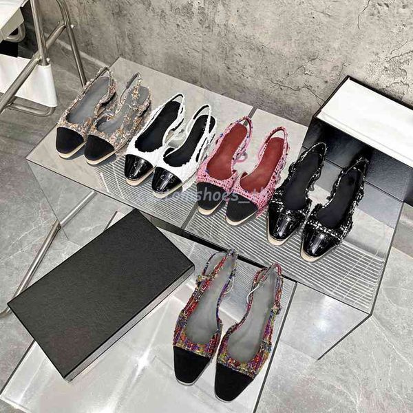 

2023 designer cloth dress shoes women luxury sandals fabric splicing loafers thin leather sole lady sandal ankle strap printing color black