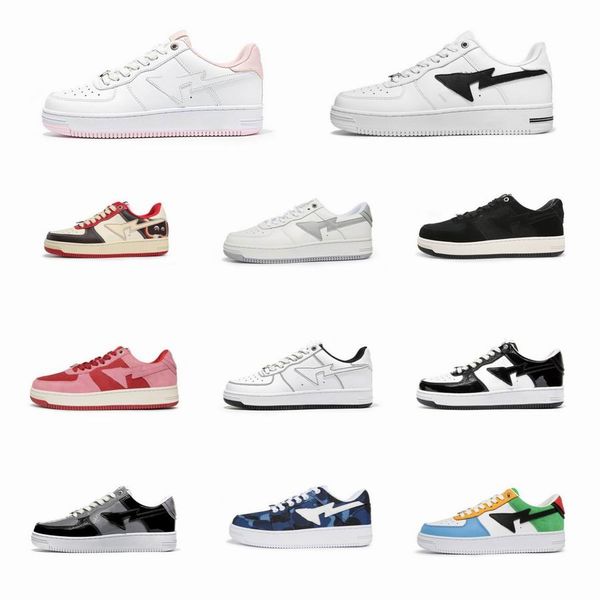 

baped shell mens bapestars basketball shoes sk8 women sports sneakers platform patent leather casual shoe designer dark grey blue white sued