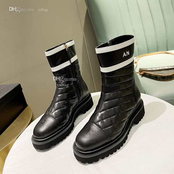 

designer boots fashion leather booties channel women winter ankle boot shoes letters woman sdggvvcc, Black