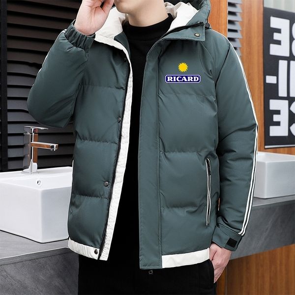 

men s down parkas winter thickened cotton jacket ricard fashion solid color hooded short male outdoor warm coat 221205, Black