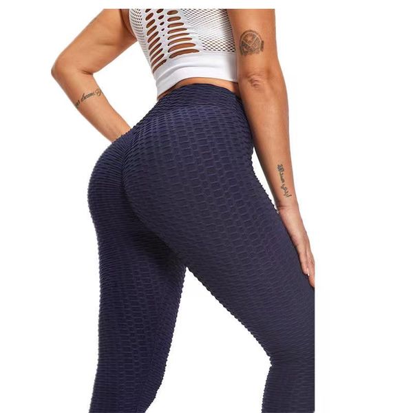 

women's leggings european and american yoga jacquard bubble pants hip lifting high waist peach hips fast drying tight fitting exercise