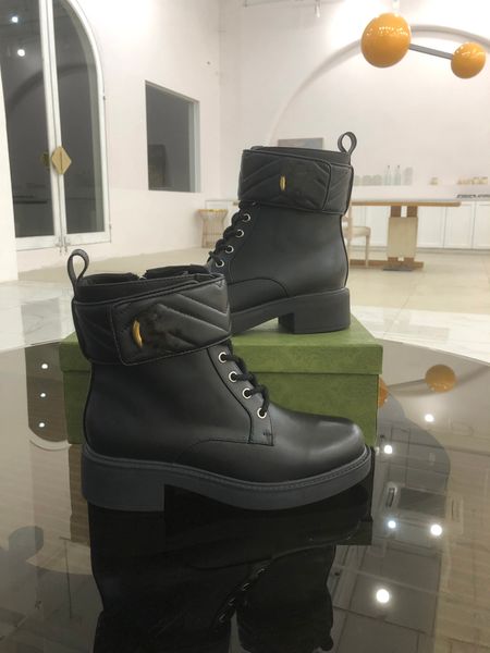 

luxury women ankle boot double g boots designer leather womens martin boots cowboy classic flat booties, Black