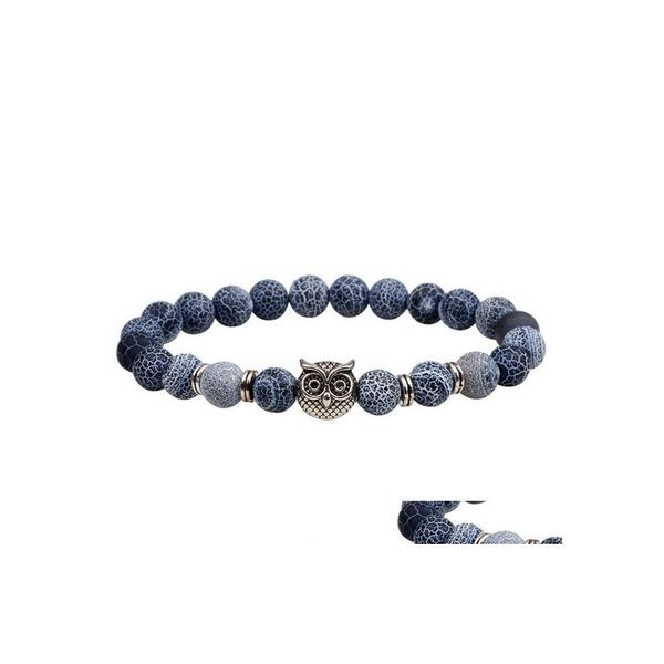 

beaded owl beads bracelets bangles charm natural stone bracelet yoga jewelry men women drop delivery dhb9b, Black