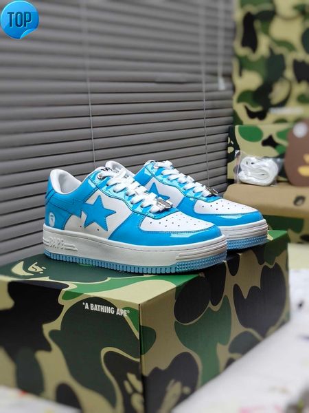 

platform shoes leather sneakers classic men 's camouflage black white green camouflage patent bapestas baped sk8 sta for men