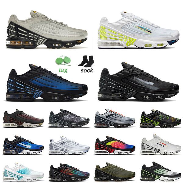 

2023 arrival tuned plus tn 3 running shoes iii bone black spray painted white volt obsidian laser blue tns tn3 men women sports trainers sne