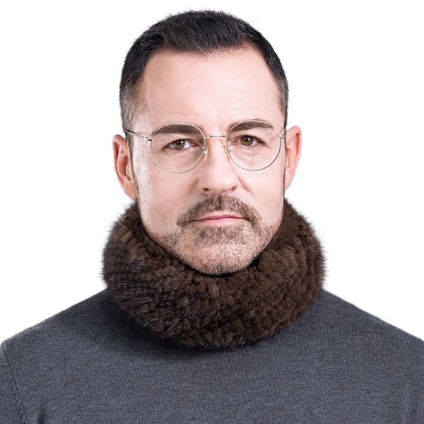 

scarves gentlemen winter hand knitted mink fur neck warmer male fur scarf men's elastic knit mink fur headband 221205, Blue;gray