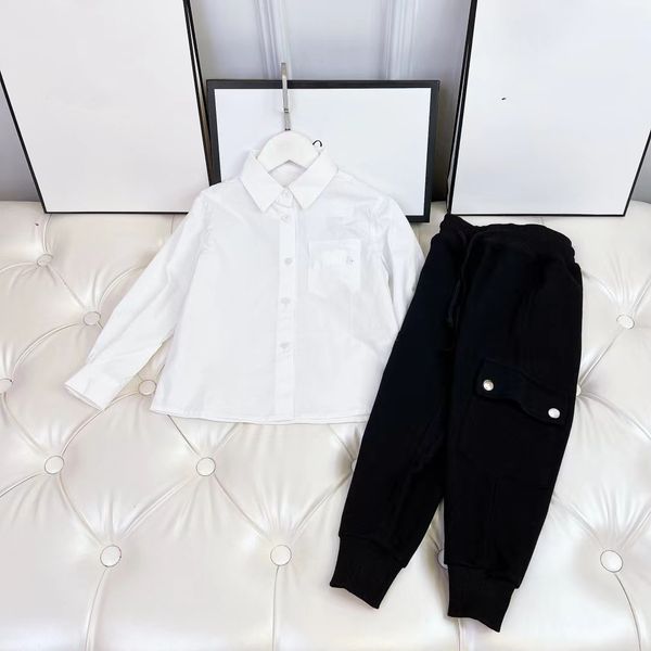 

baby boy clothe set wholesale hoodie and pants designer boys autumn sport clothing sets 90-160 cm child fashion outfits, White
