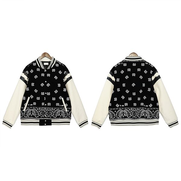 

2023 designer rhudes black-and-white blue coat jacket fashion clothes trend autumn and winter new street style button stitching color men, Black;brown