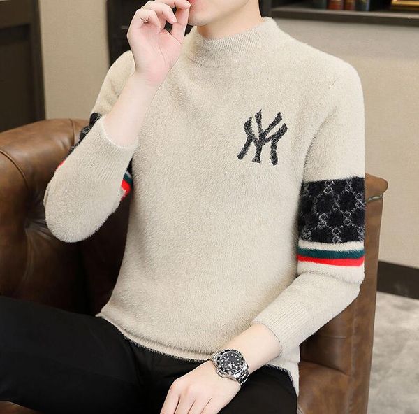 

new winter harajuku sweater men knitted christmas jumper long sleeve loose mens sweaters male knitwear keep warm pull homme, White;black