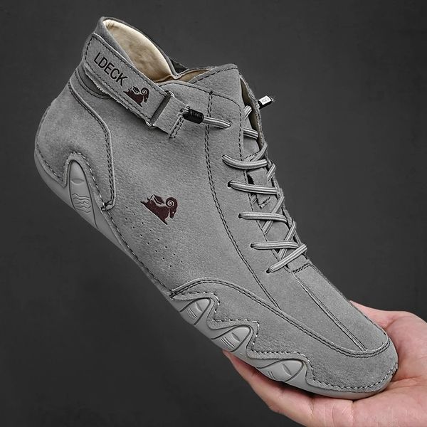 

dress shoes summer men casual boots round toe high lace up fleece thickened males fashion quality leisure cozy 221205, Black